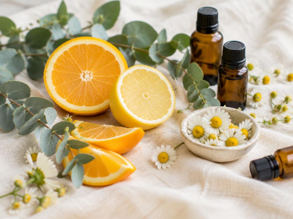 Naranja, limón, eucalipto y manzanilla con aceites esenciales