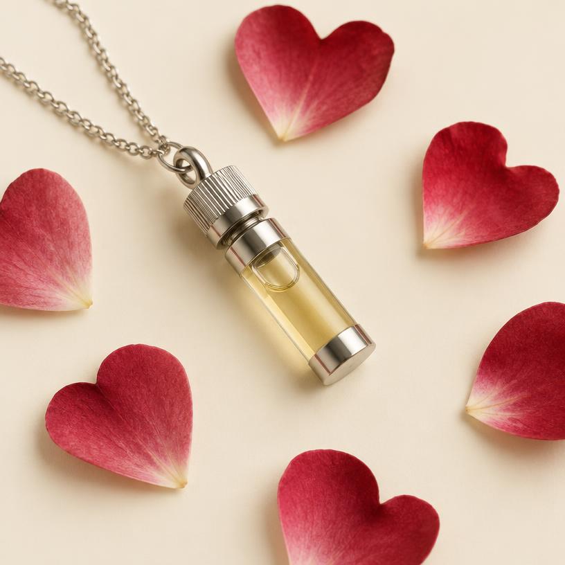Mini difusor de aceite colgante unisex – metal y vidrio para aromaterapia