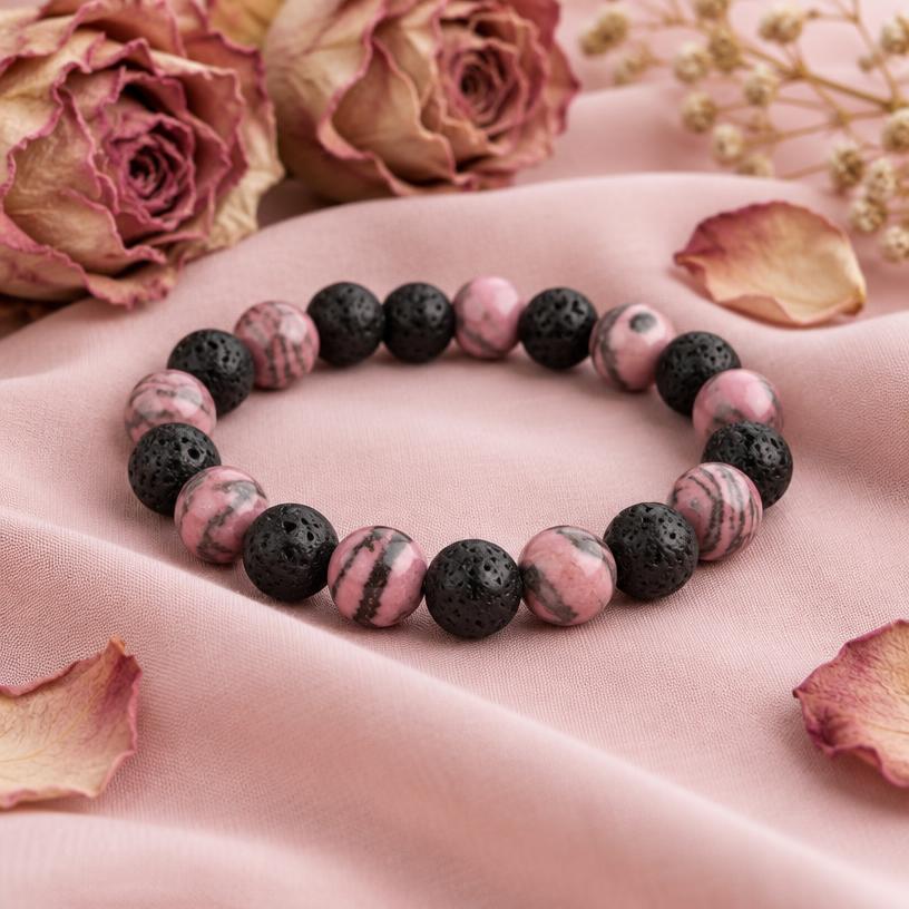 TILOVE pulsera de lava y jaspe cebra – lava y jaspe para aromaterapia